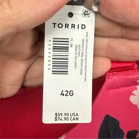NWT Torrid 42G Full Coverage Bra – Hot Pink Floral Print Underwire Lined Plus Si - Picture 8 of 10